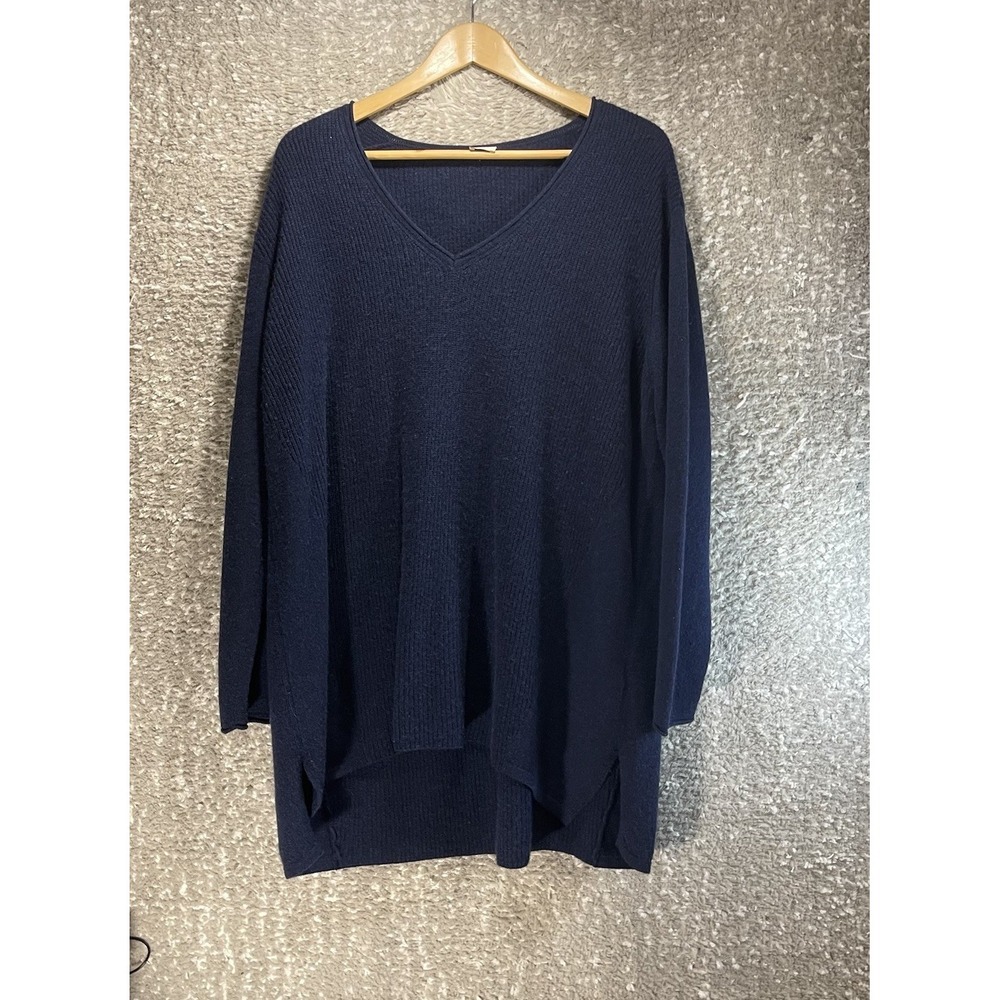 POETRY V-Neck Cashmere Long Sleeve Ribbed Tunic Sweater Size 12 Preppy Academia